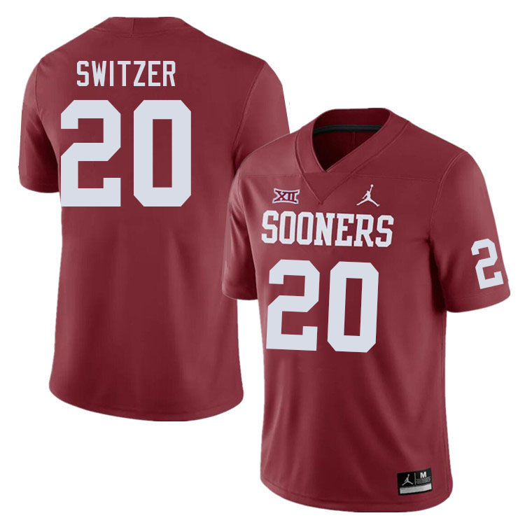 Men #20 Jacob Switzer Oklahoma Sooners College Football Jerseys Stitched-Crimson - Click Image to Close
